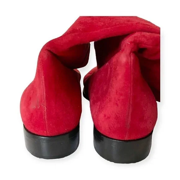 Vintage Yves Saint Laurent red suede long boots, Size 7 - Picture 14 of 15